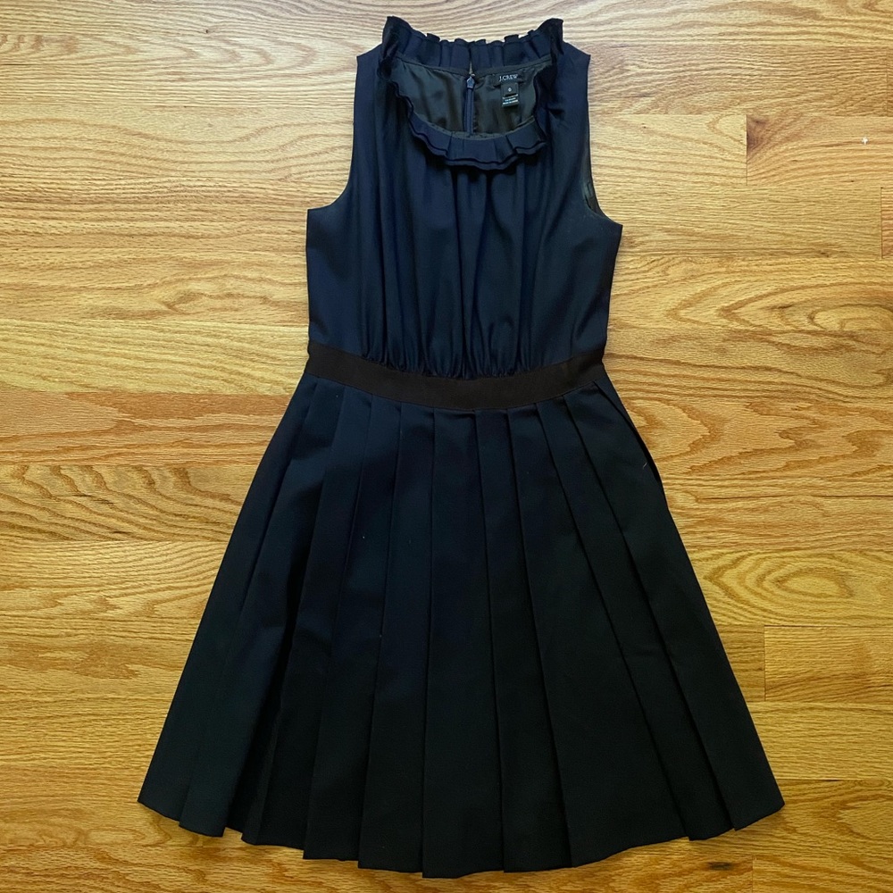 J Crew Navy Pleated Strapless A-line Dress Sz0 EUC